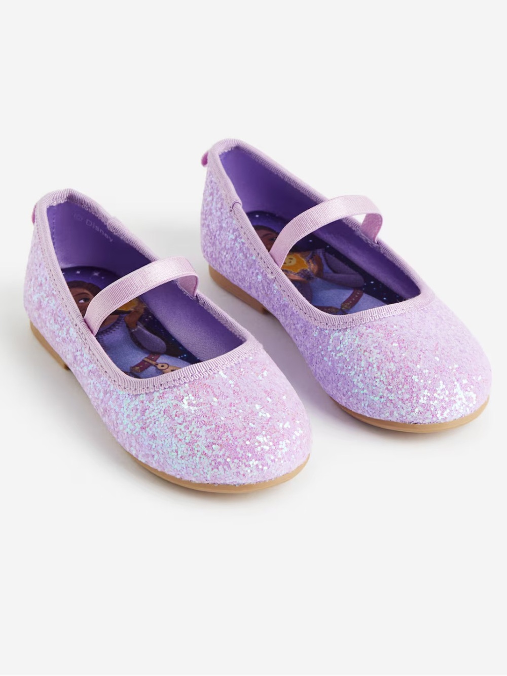 H&M - Disney WISH Kid Girls Glitter Ballet Flats - Purple slip-on Shoes Size 2